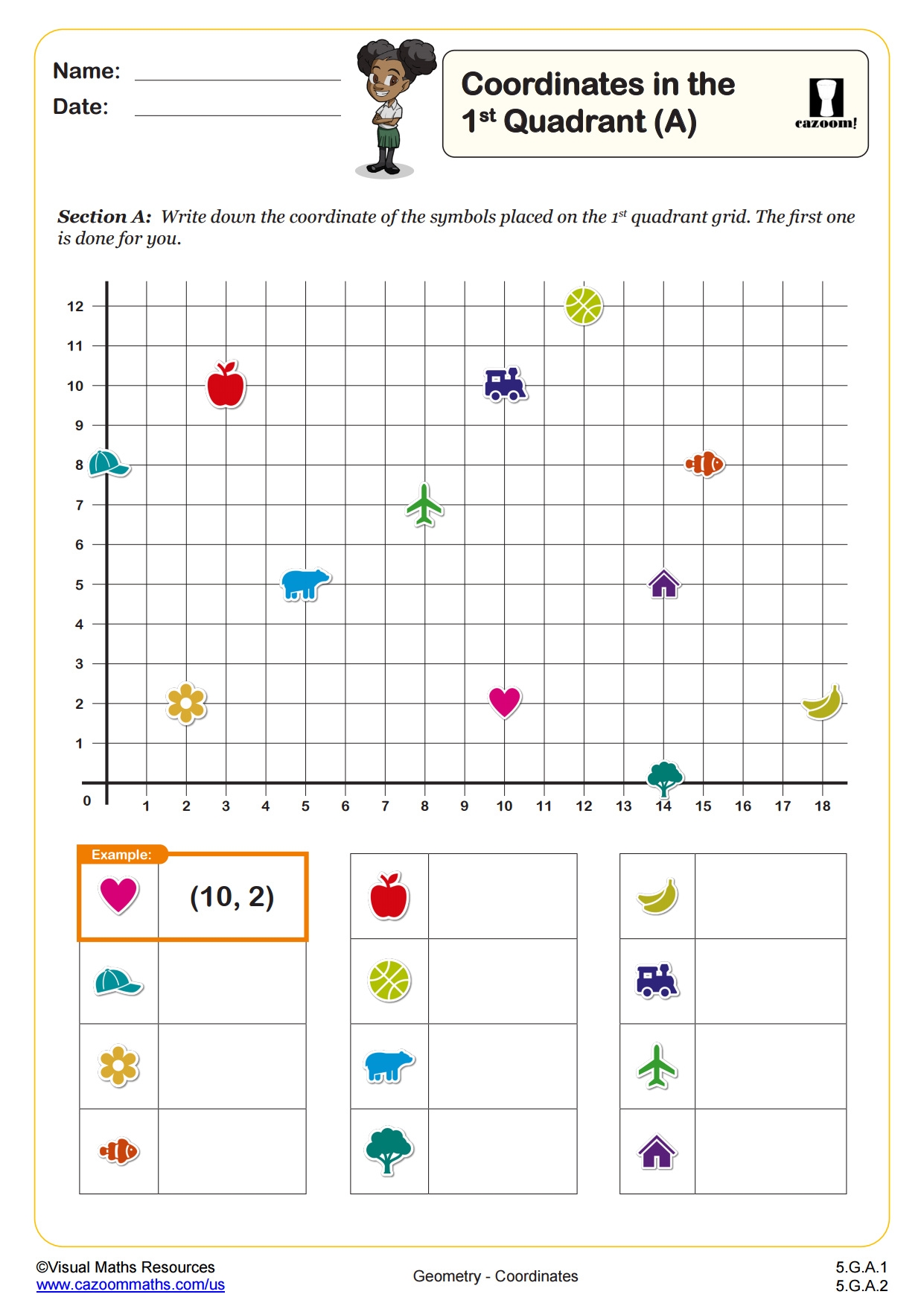 Coordinates In The First Quadrant A PDF Printable Geometry Worksheets Cazoom Math Coordinates In The First Quadrant A PDF Printable Geometry Worksheets Cazoom Math