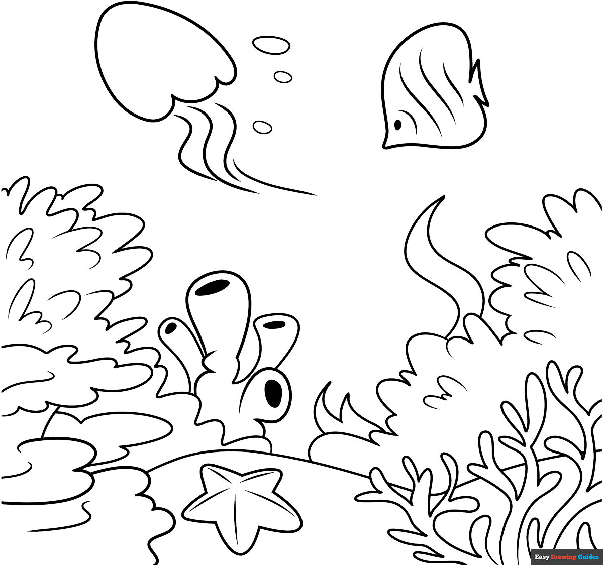 Coral Reef Coloring Page Easy Drawing Guides