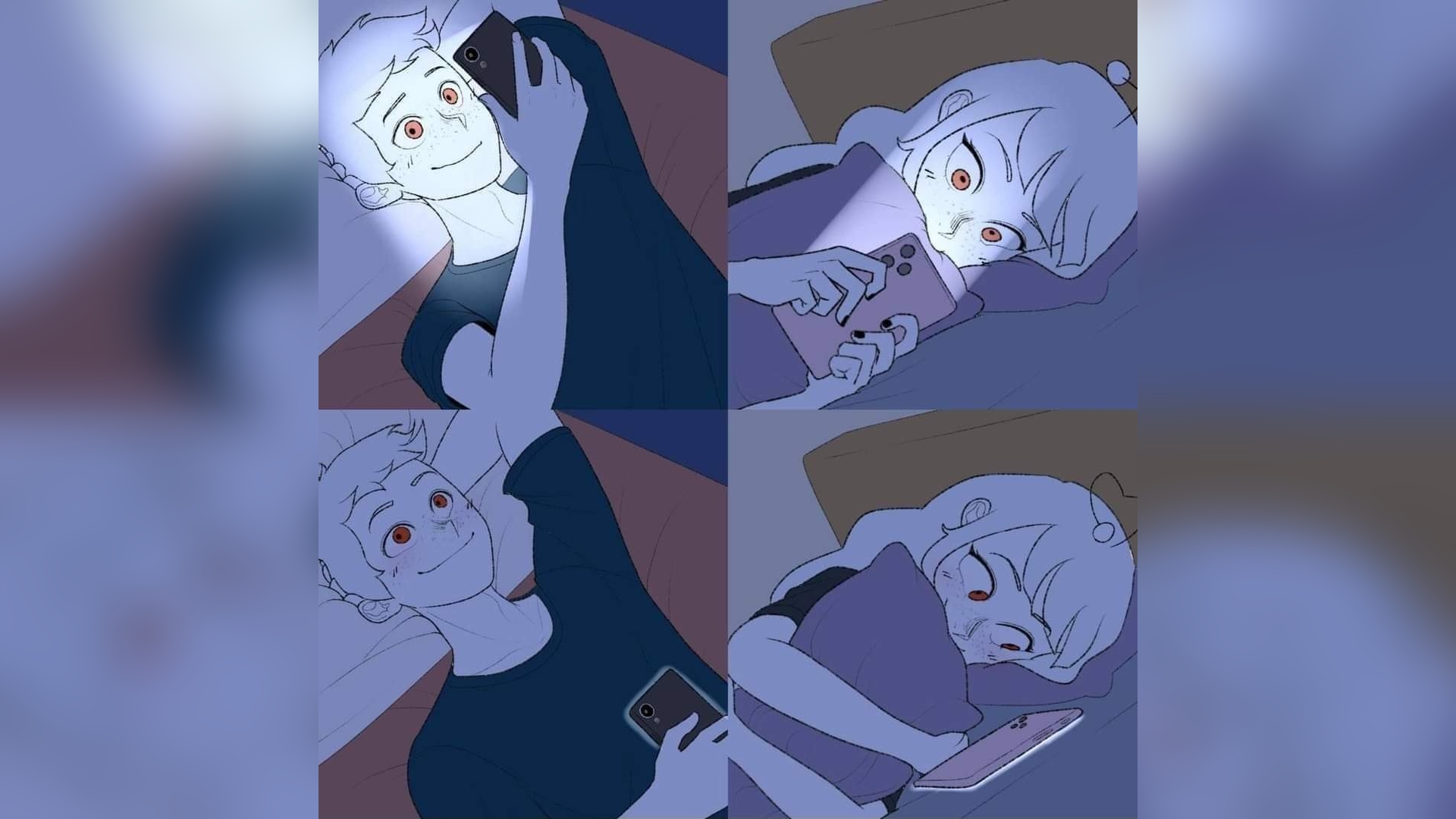 Couple Texting In Bed Meme Template