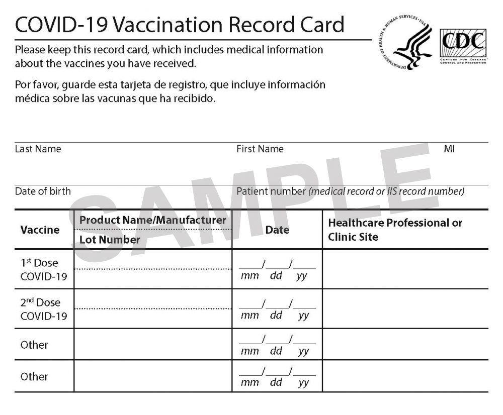 Vaccination Record Card Template