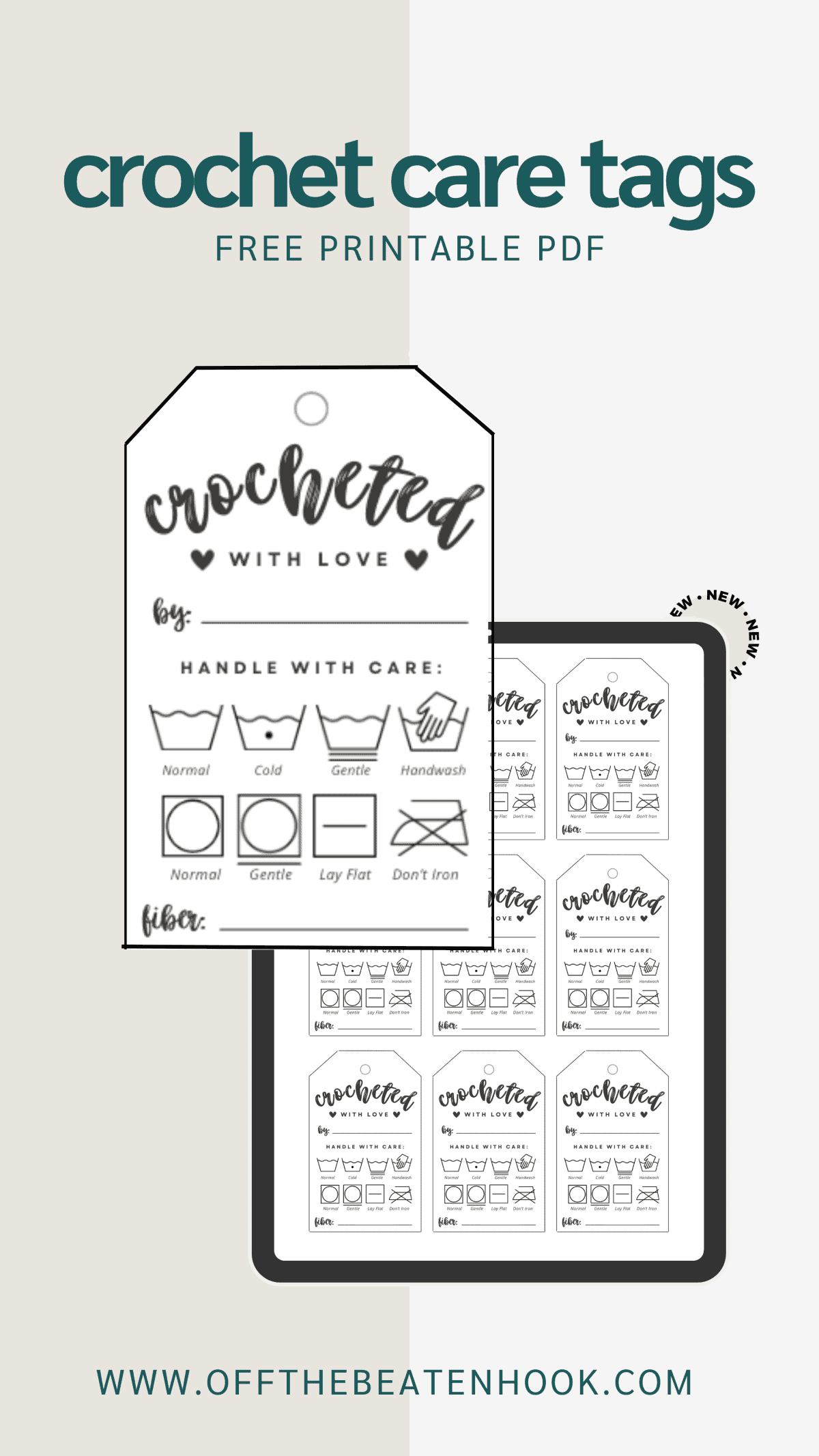 Crochet Care Tags Free Printable Laundry Instructions
