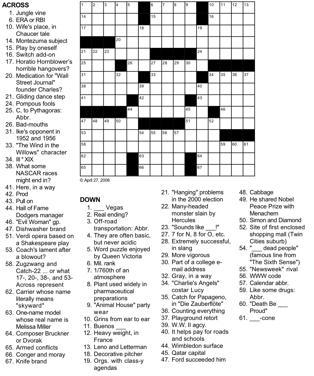 Pictures Of Crossword Puzzles With Clues