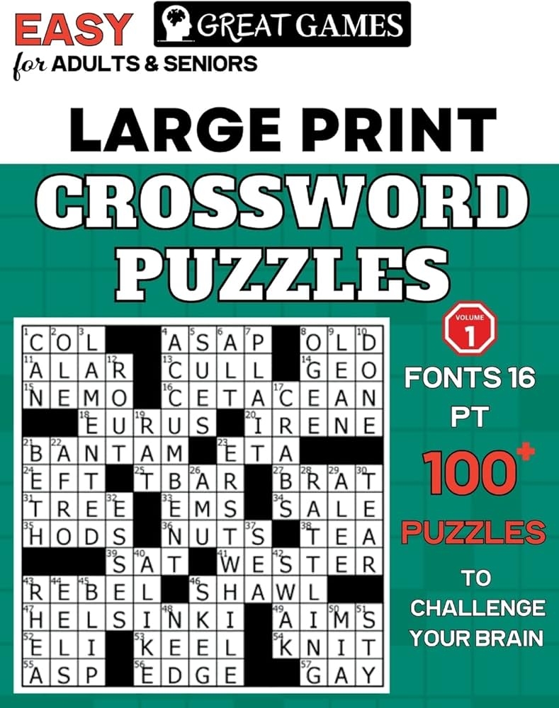 Crossword Puzzles For Adults Large Print Easy to Read Puzzles For Adults And Seniors With Easy Level That Entertain And Challenge Your Brain Steiner Will 9798888624876 Amazon Books