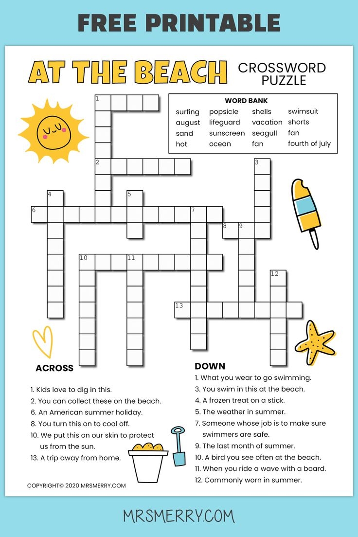Free Printable Crossword Puzzles For Kids