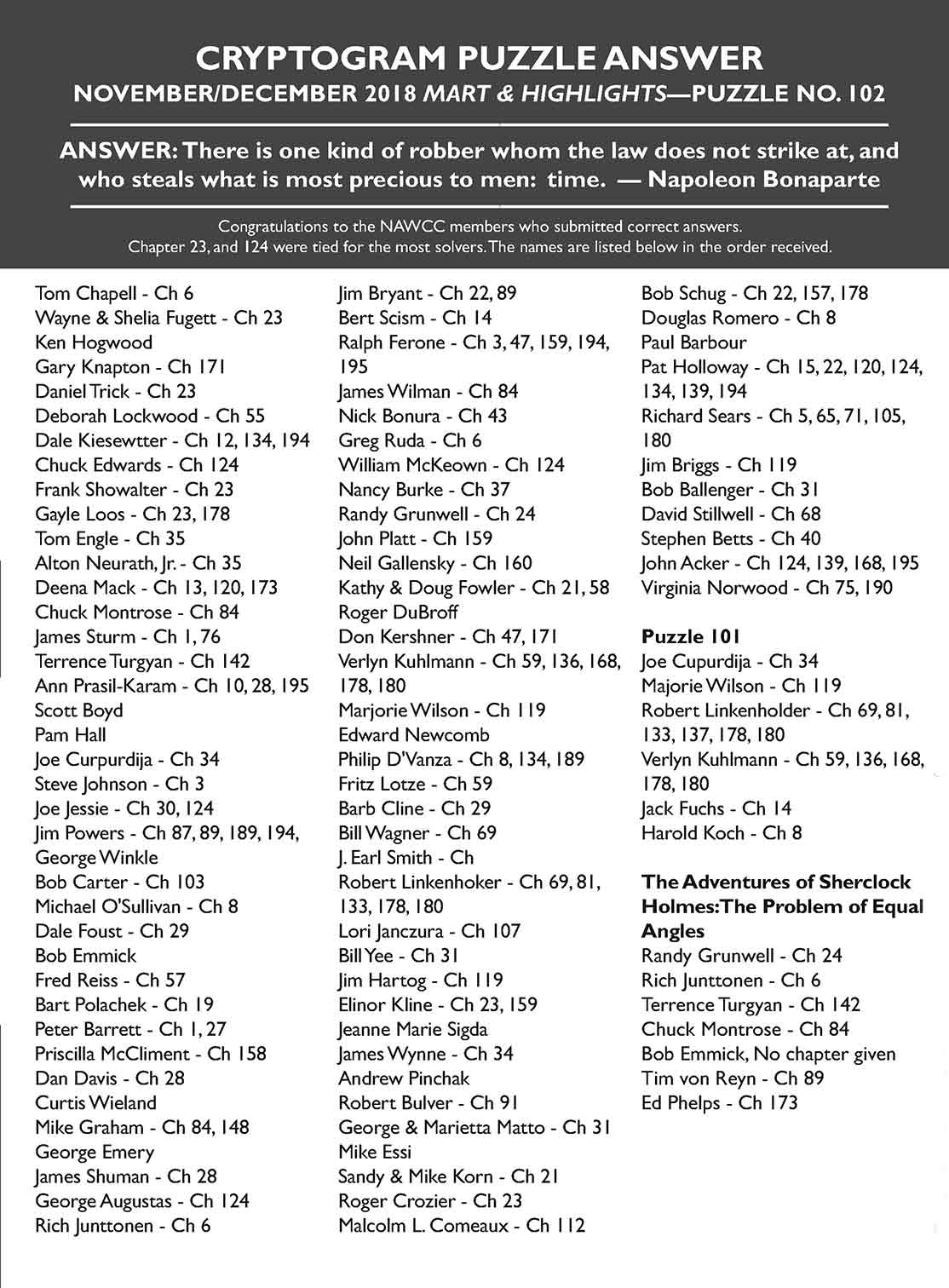 Cryptogram Solution Archive