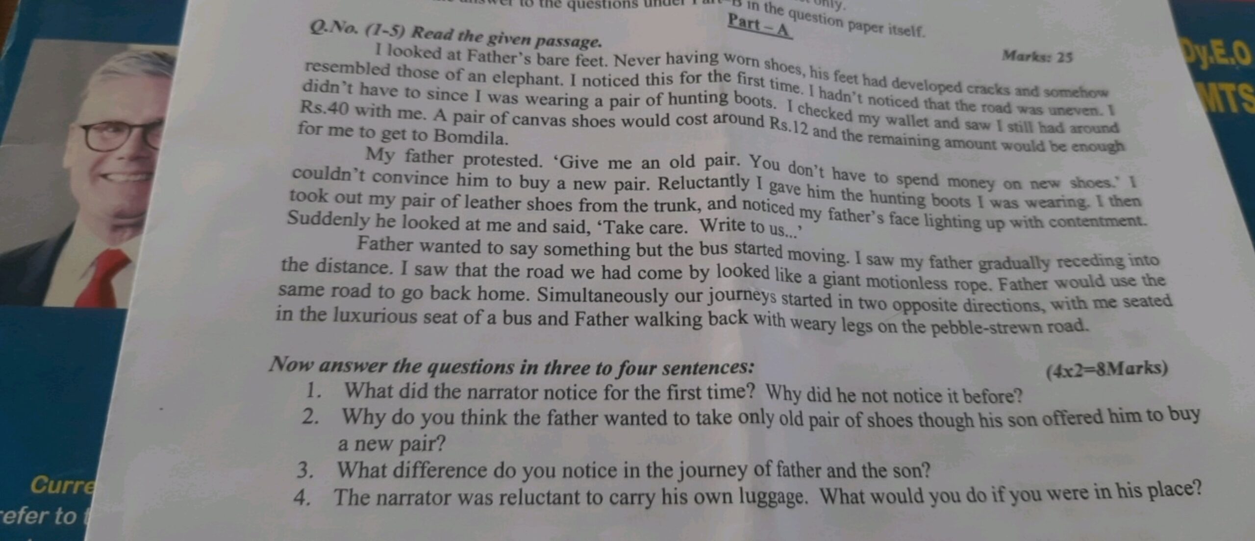 Curre Refer To T He Questions Q No 1 5 Read The Given Passage In The 