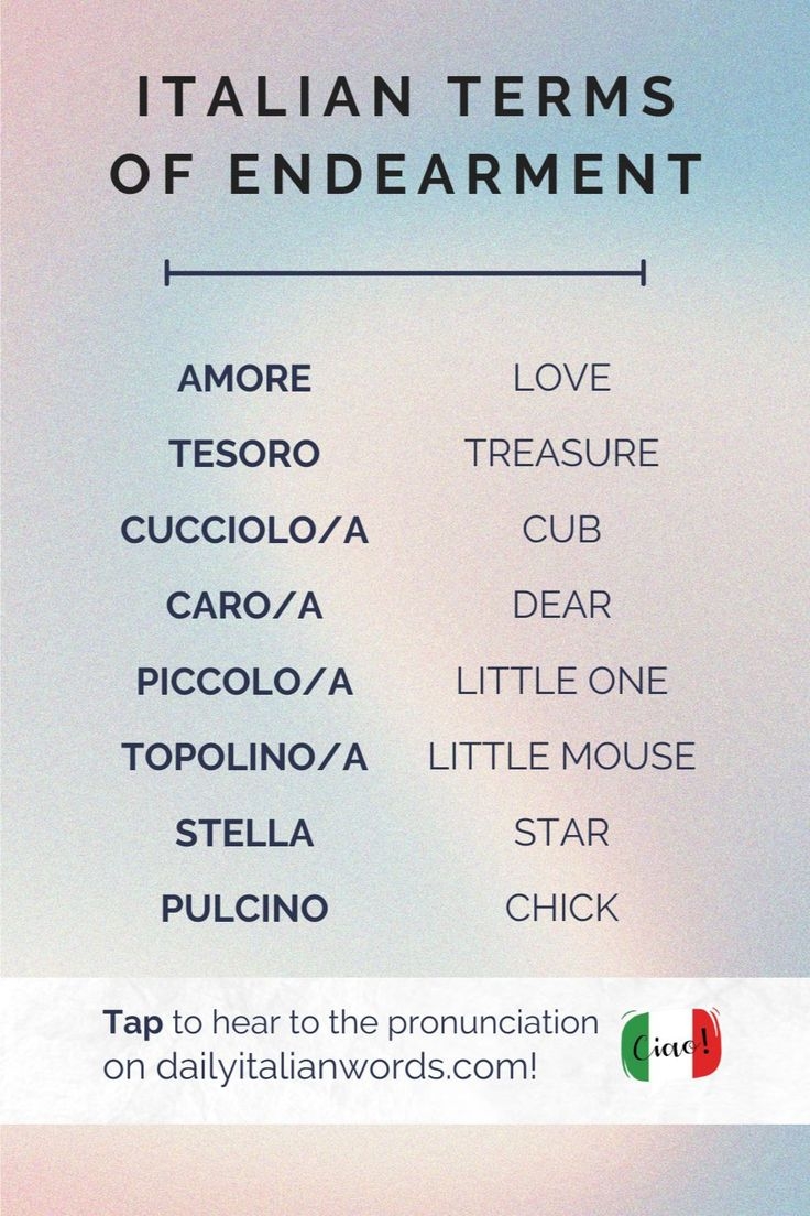 Cute Italian Nicknames Italian Terms Of Endearment For Boyfriend 140 Italian Terms Of Endearment For Your Loved Ones Italian Nicknames For Friends