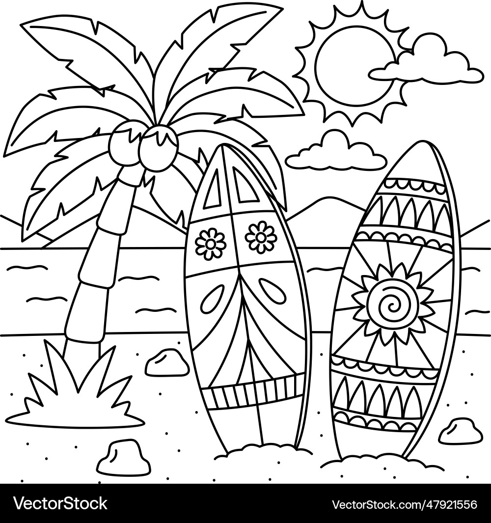 Printable Surfboard Coloring Pages