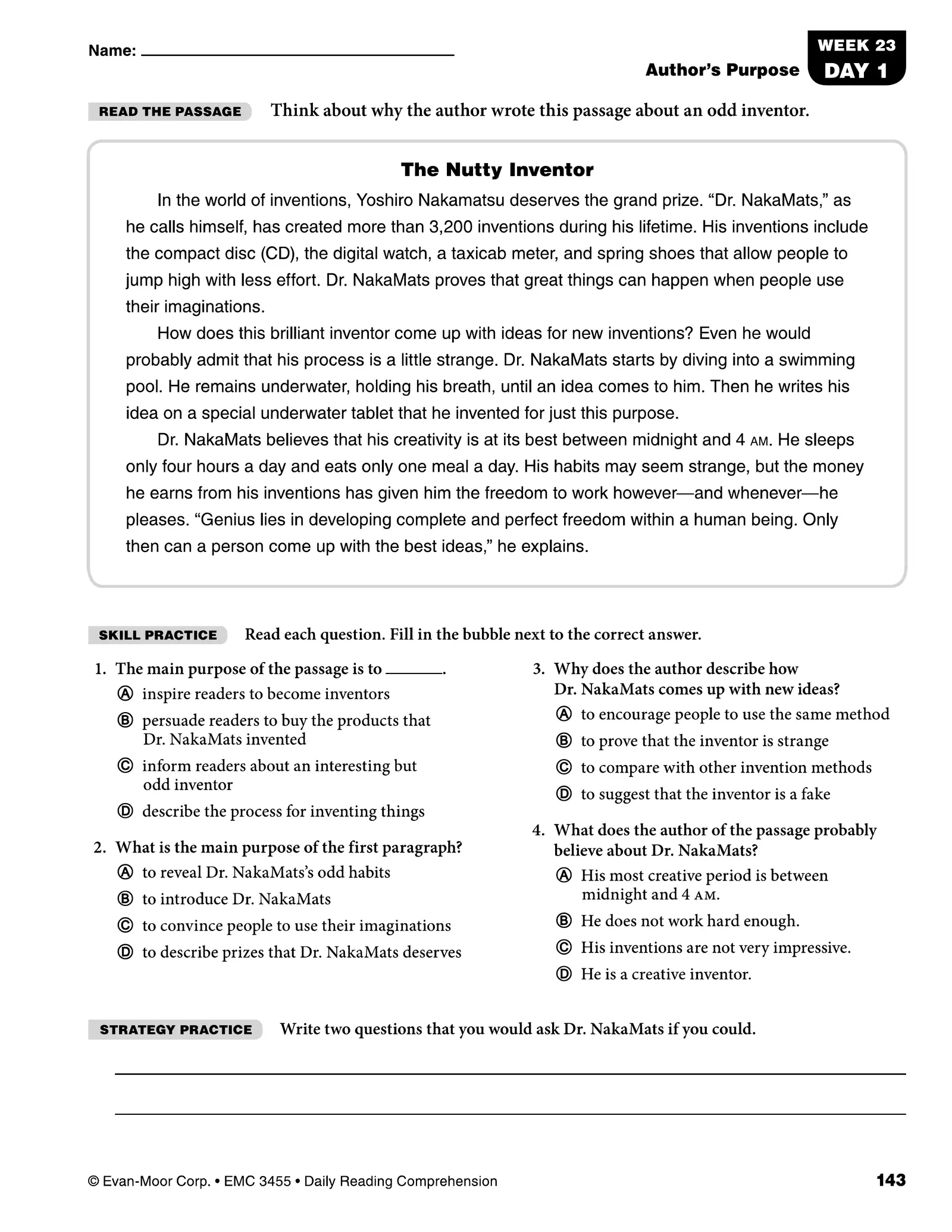 Daily Reading Comprehension Grade 5 Pdf
