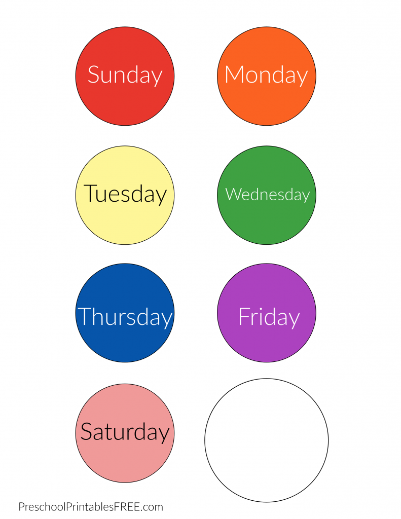 Days Of The Week Printables free Free Preschool Printables