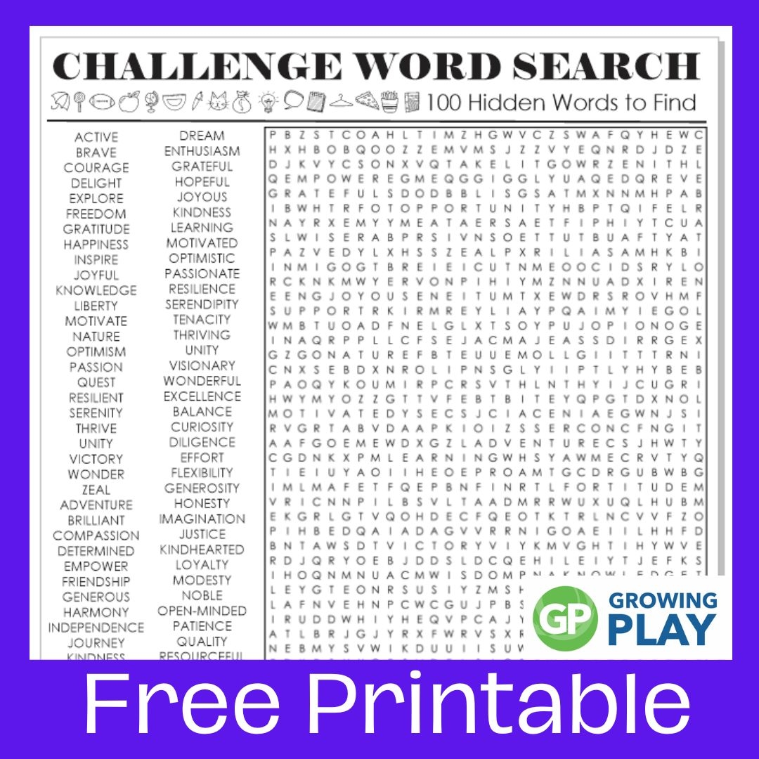 Difficult Word Search Puzzle Free Challenge Printable Growing Play