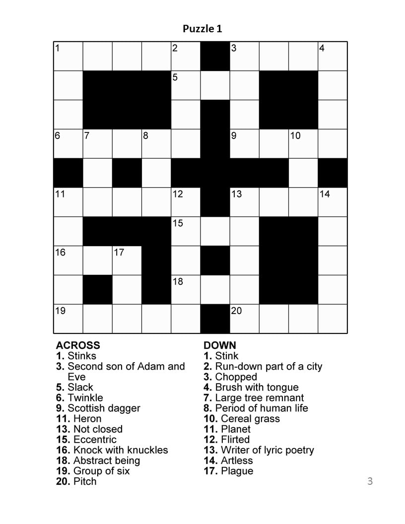 Large Printable Crossword Puzzles