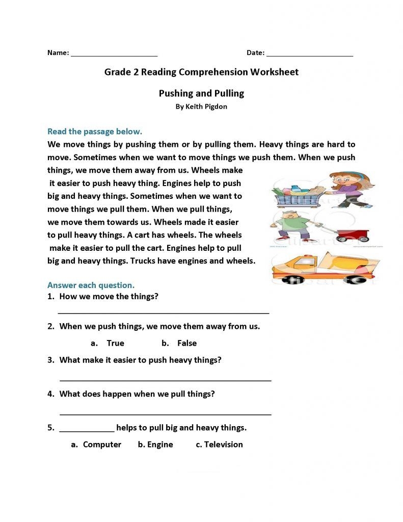 comprehension worksheets for grade 2