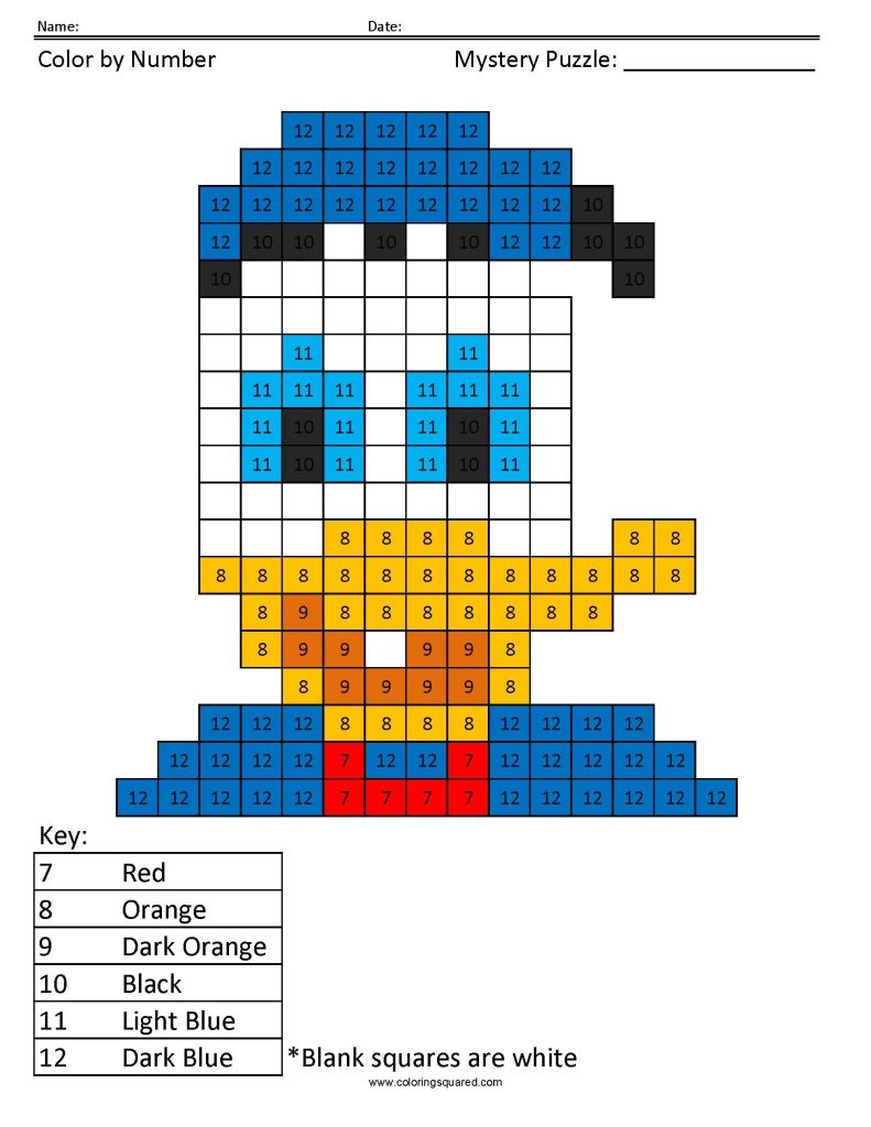 printable disney color by number