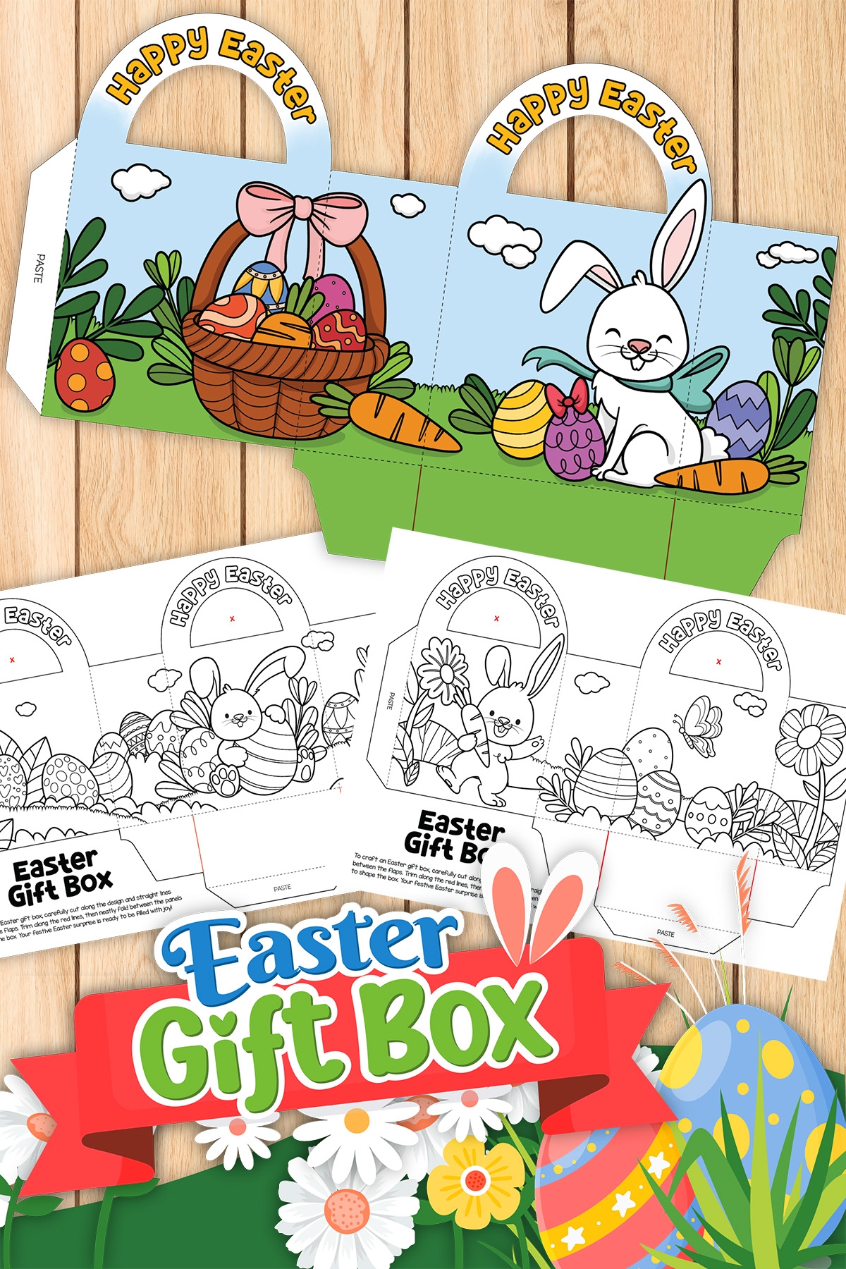 DIY Easter Basket Printable To Color