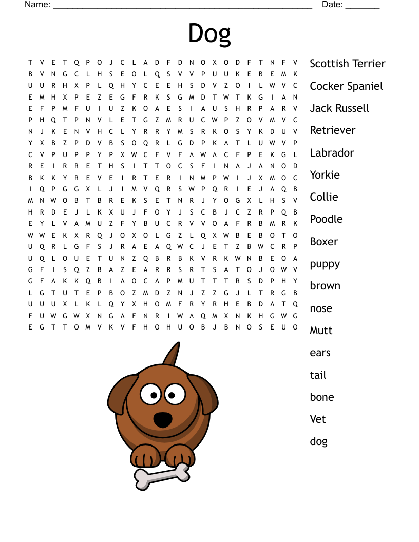 Dog Word Search WordMint