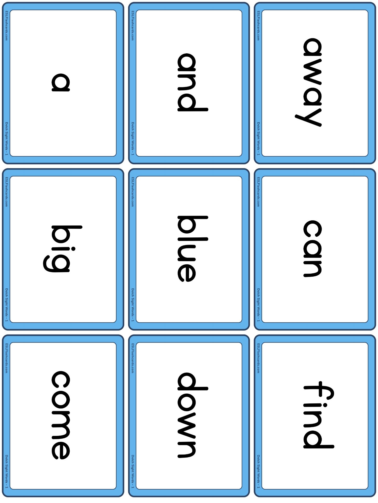 Dolch Sight Words ESL Flashcards Dolch Sight Words ESL Flashcards