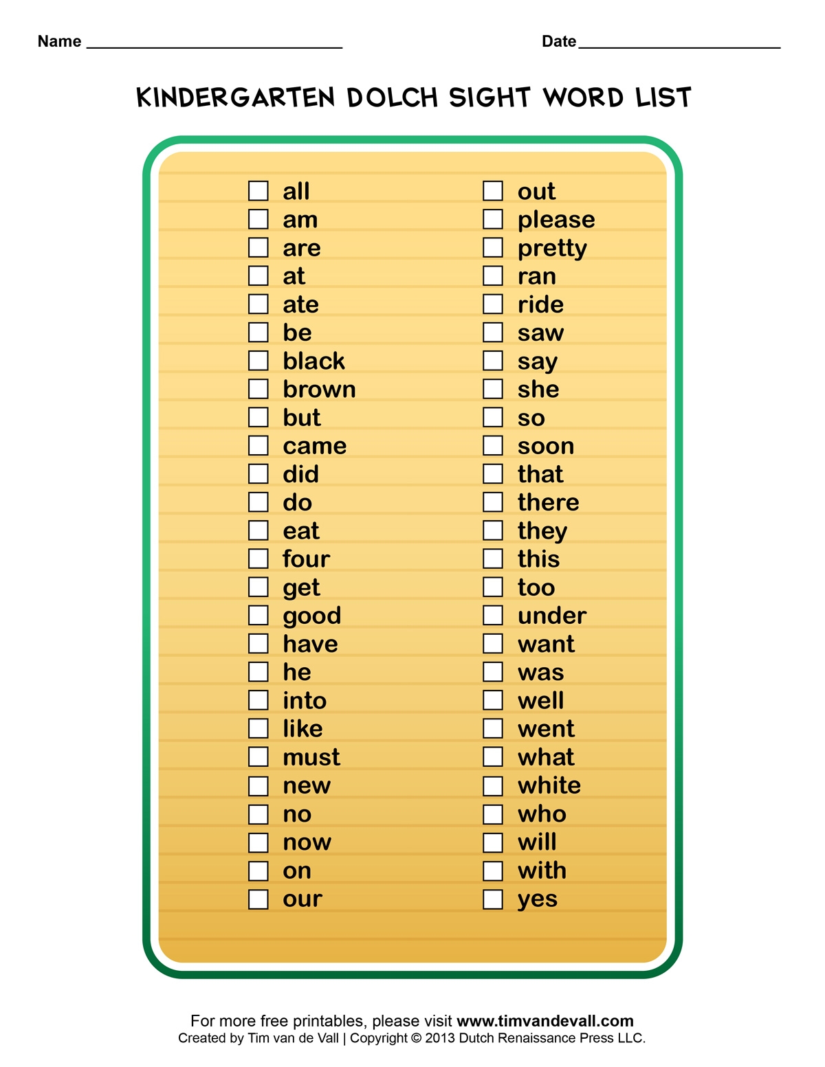 Dolch Sight Words Lists For Pre K Kindergarten 1st 2nd 3rd Grade Dolch Sight Words Lists For Pre K Kindergarten 1st 2nd 3rd Grade