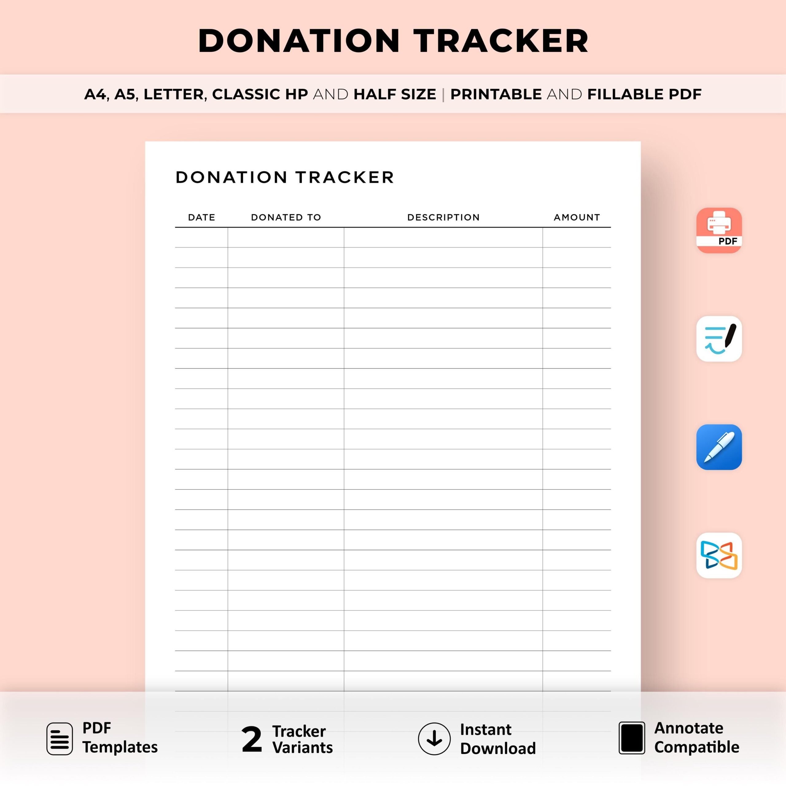 Donation Tracker Printable Donation Log Tithe Tracker Giving Log Fundraising Tracker Charitable Donations Financial Planner Etsy