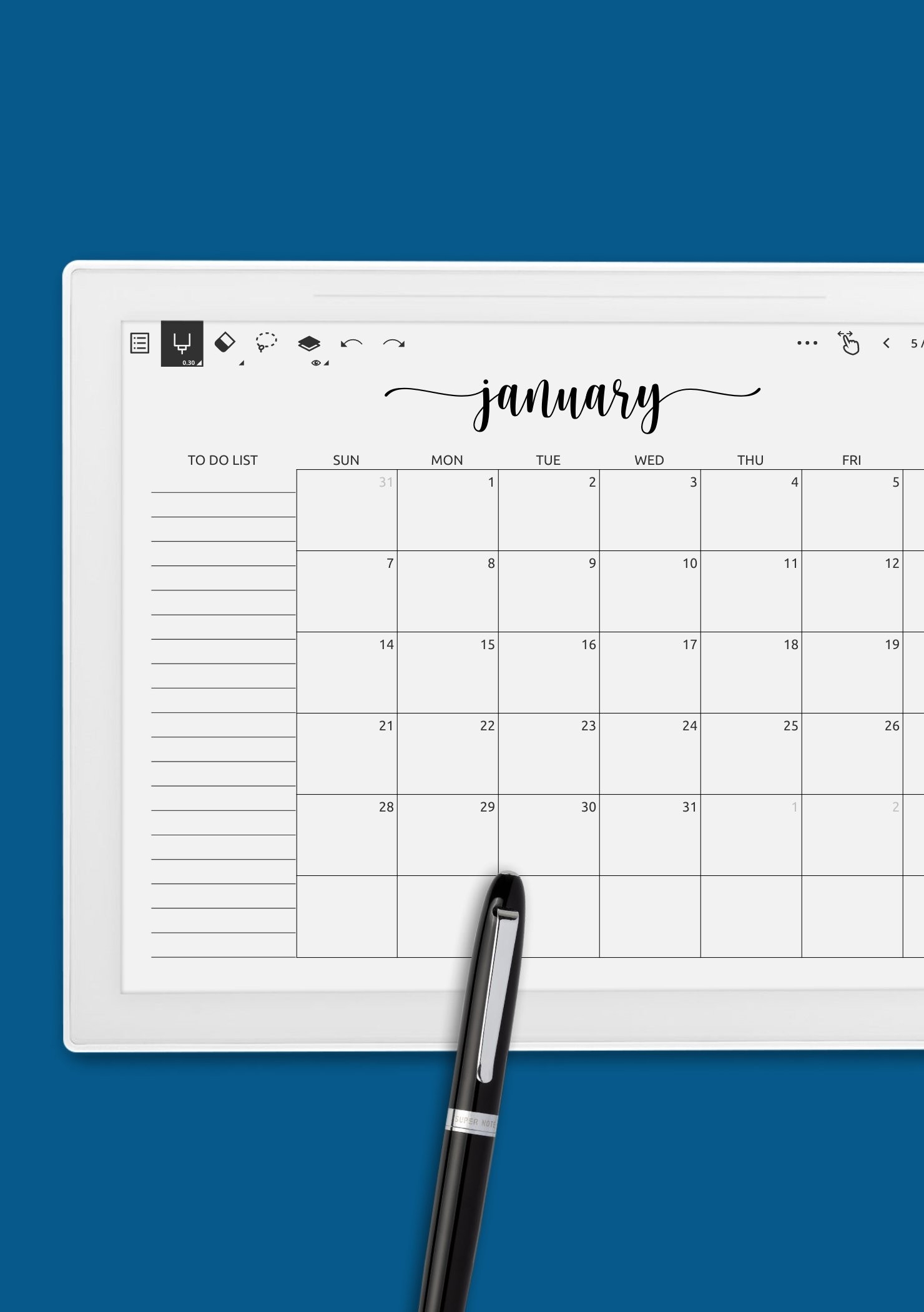 calendar to do list template