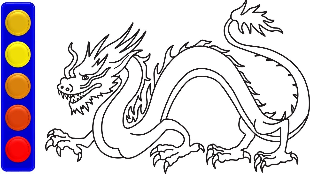 Dragon Coloring Pages Chinese Dragon Drawing And Coloring YouTube