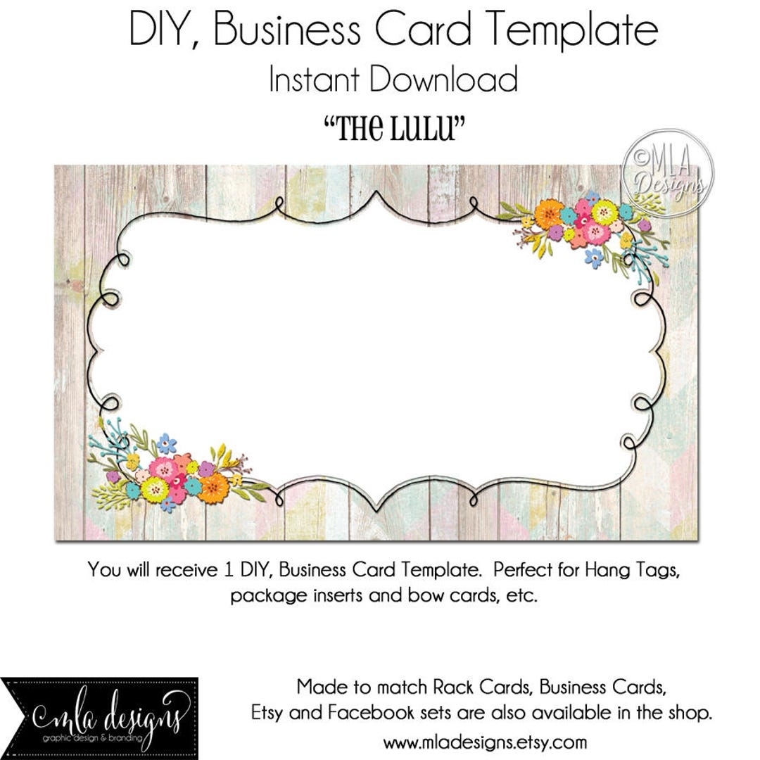 DYI Blank Business Card Template The Lulu Made To Match Etsy Sets And Facebook Covers Business Card Template Made To Match Etsy