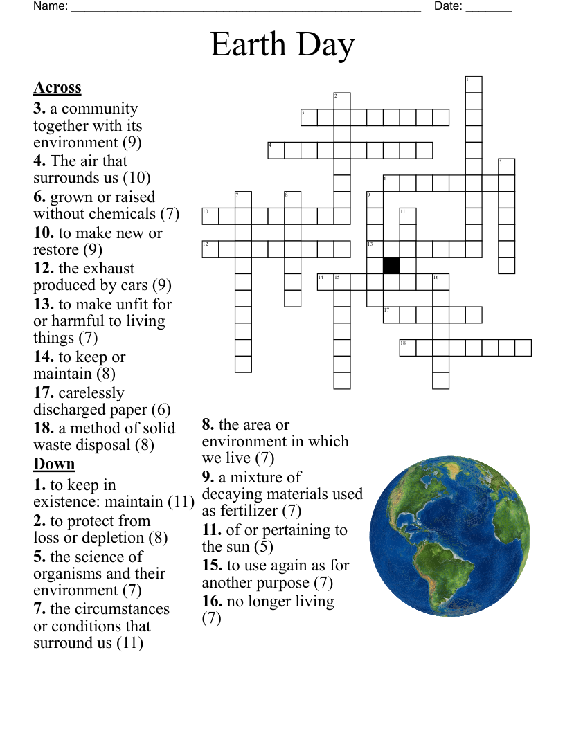 Earth Day Crossword Puzzle