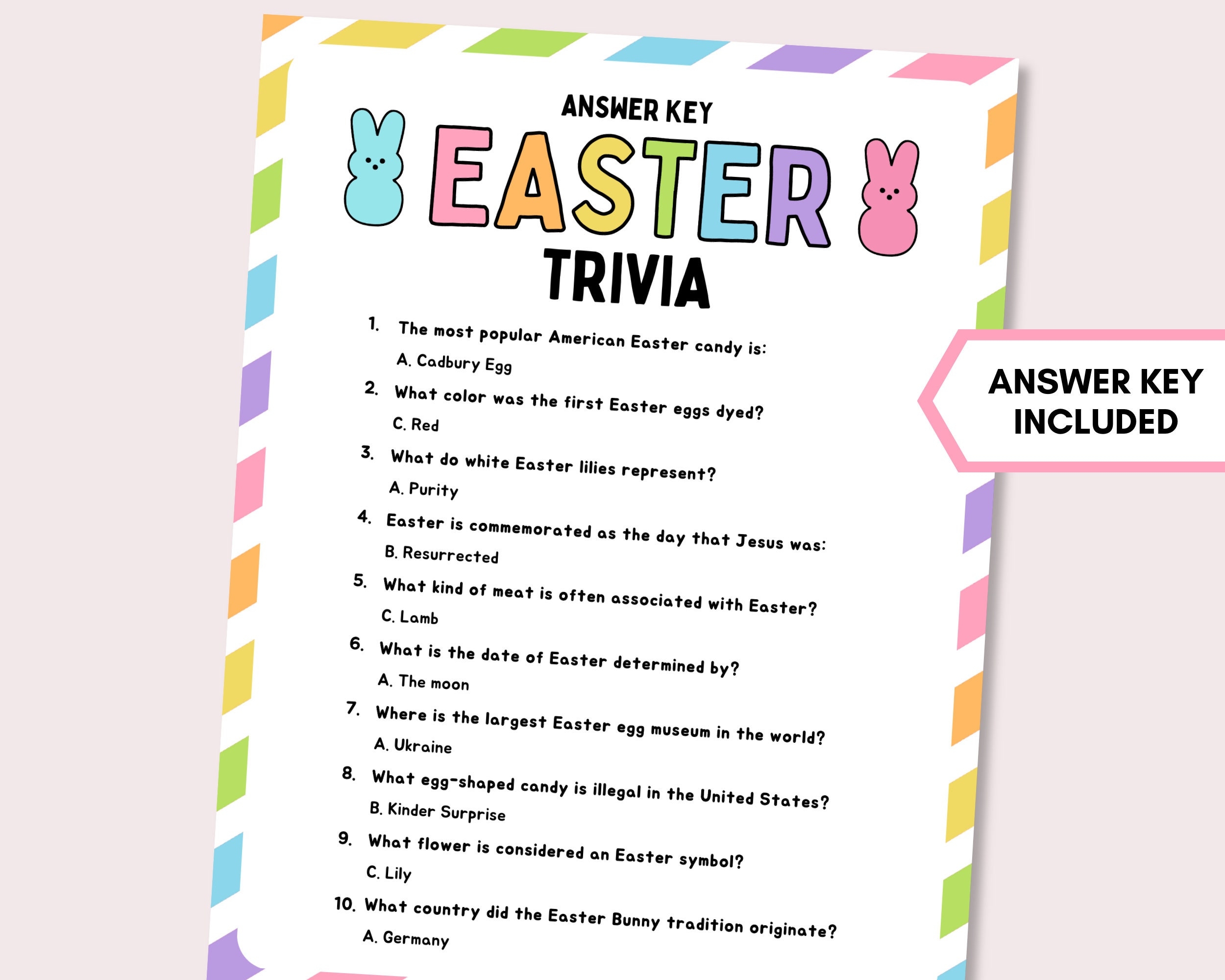 Easter Trivia Game Easter Trivia Quiz Printable Easter Party Game Easter Friendly Feud Game Easter Trivia Feud Easter Family Game Night Etsy