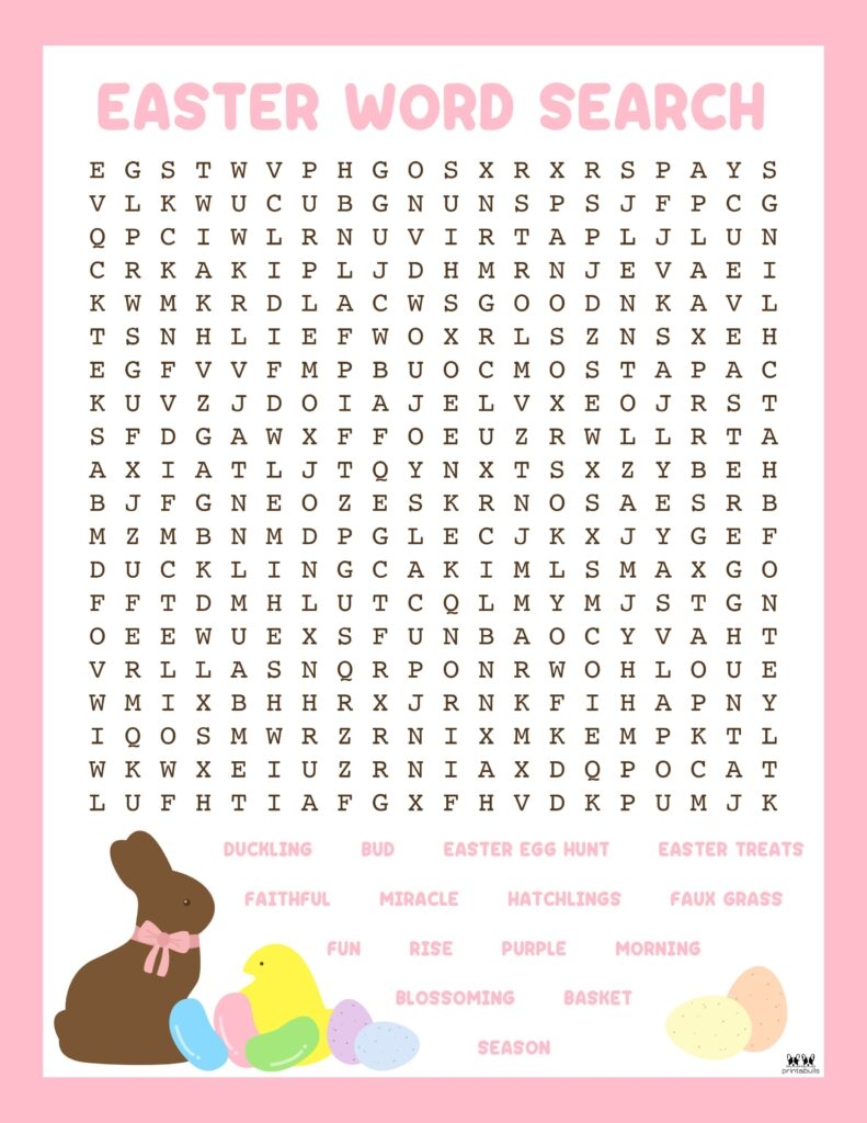 Easter Word Searches 20 Pages Printabulls