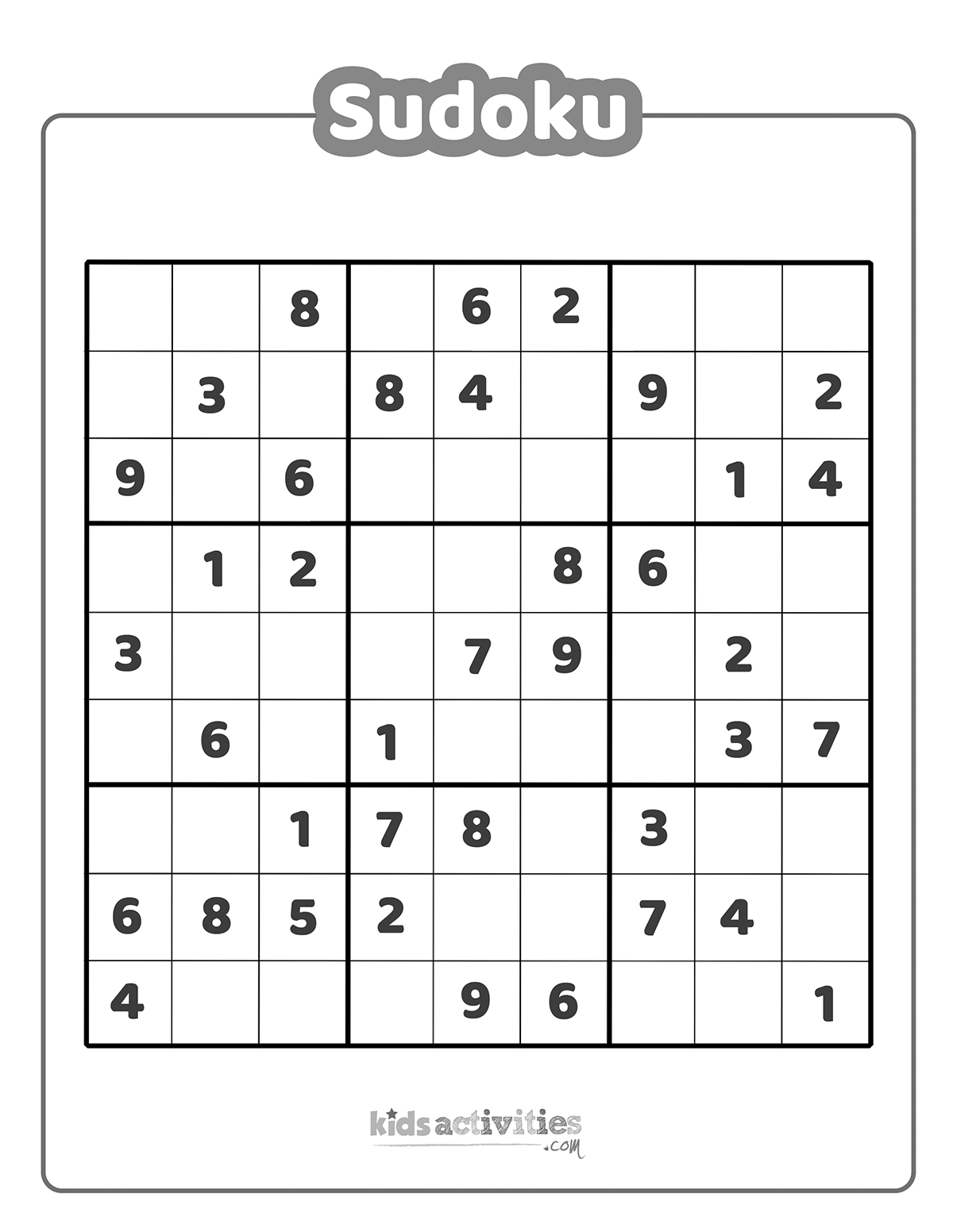 Sudoku Free Printable Kids