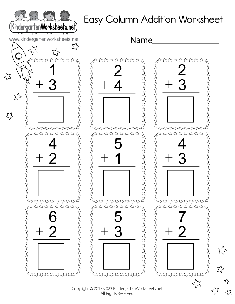 Addition Problems For Kindergarten