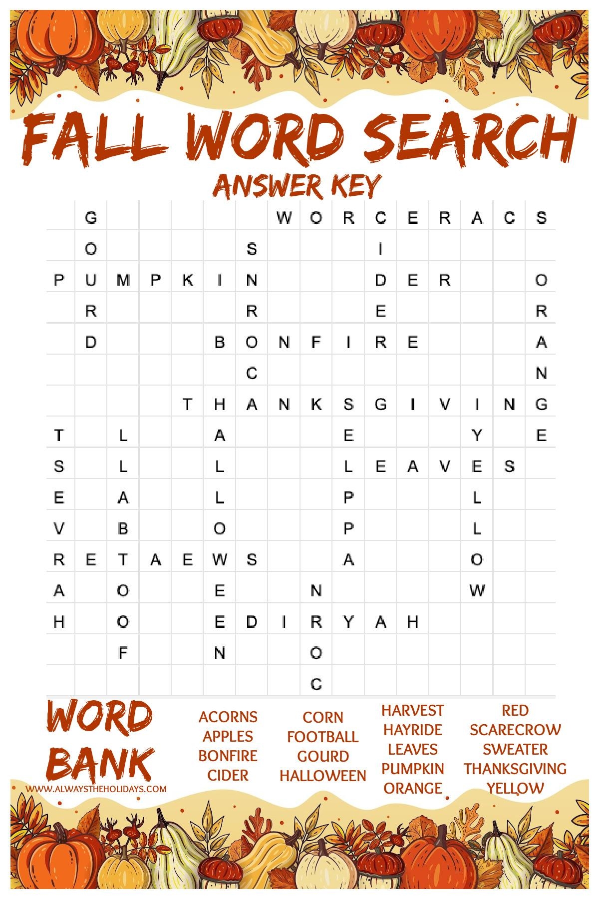 Easy Fall Word Search Printable Free Word Find With Answers Easy Fall Word Search Printable Free Word Find With Answers