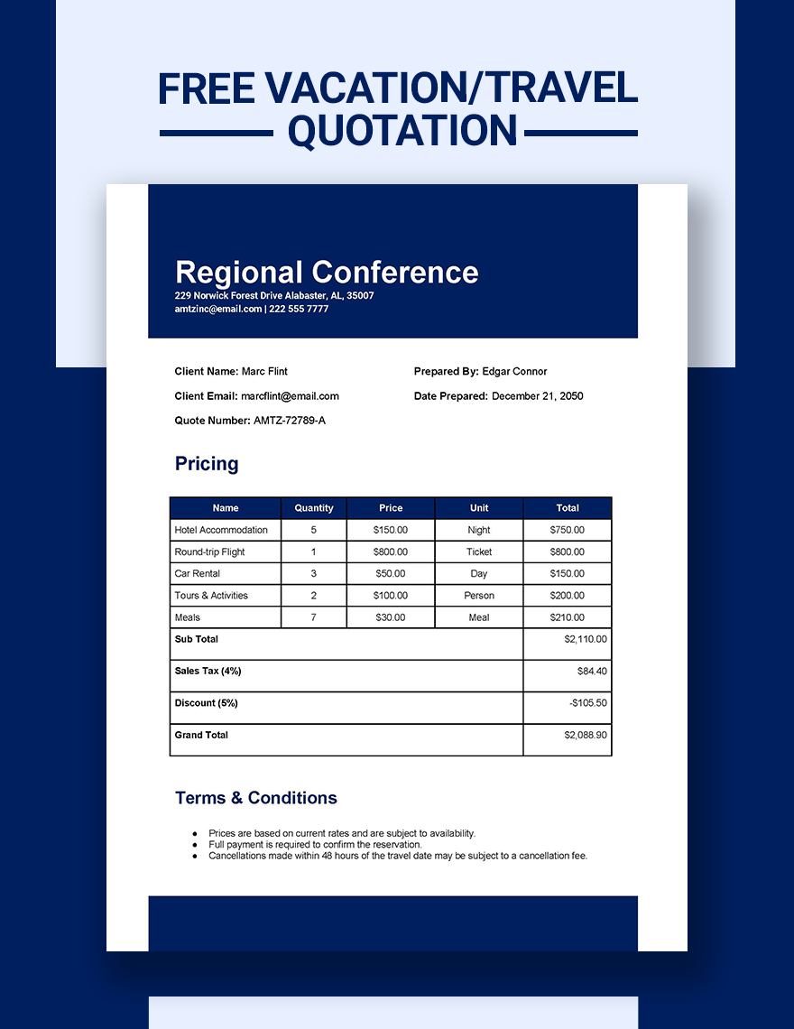 Editable Travel Quotation Templates In Word To Download