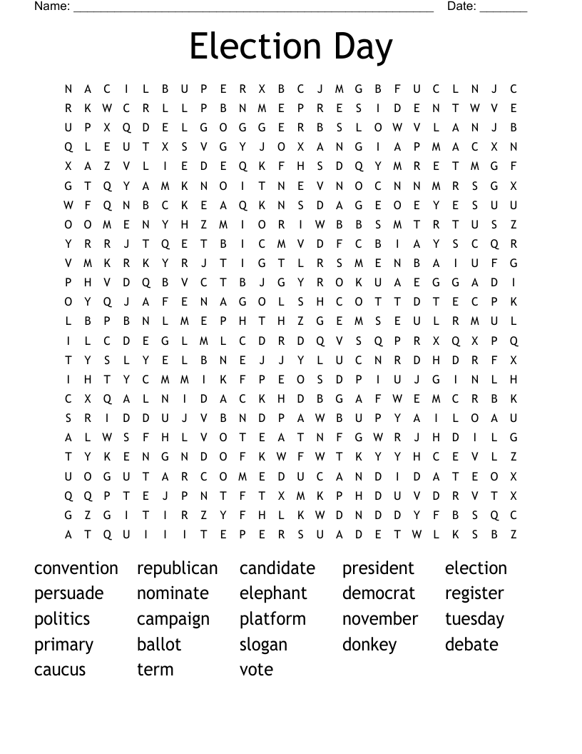 Election Day Word Search