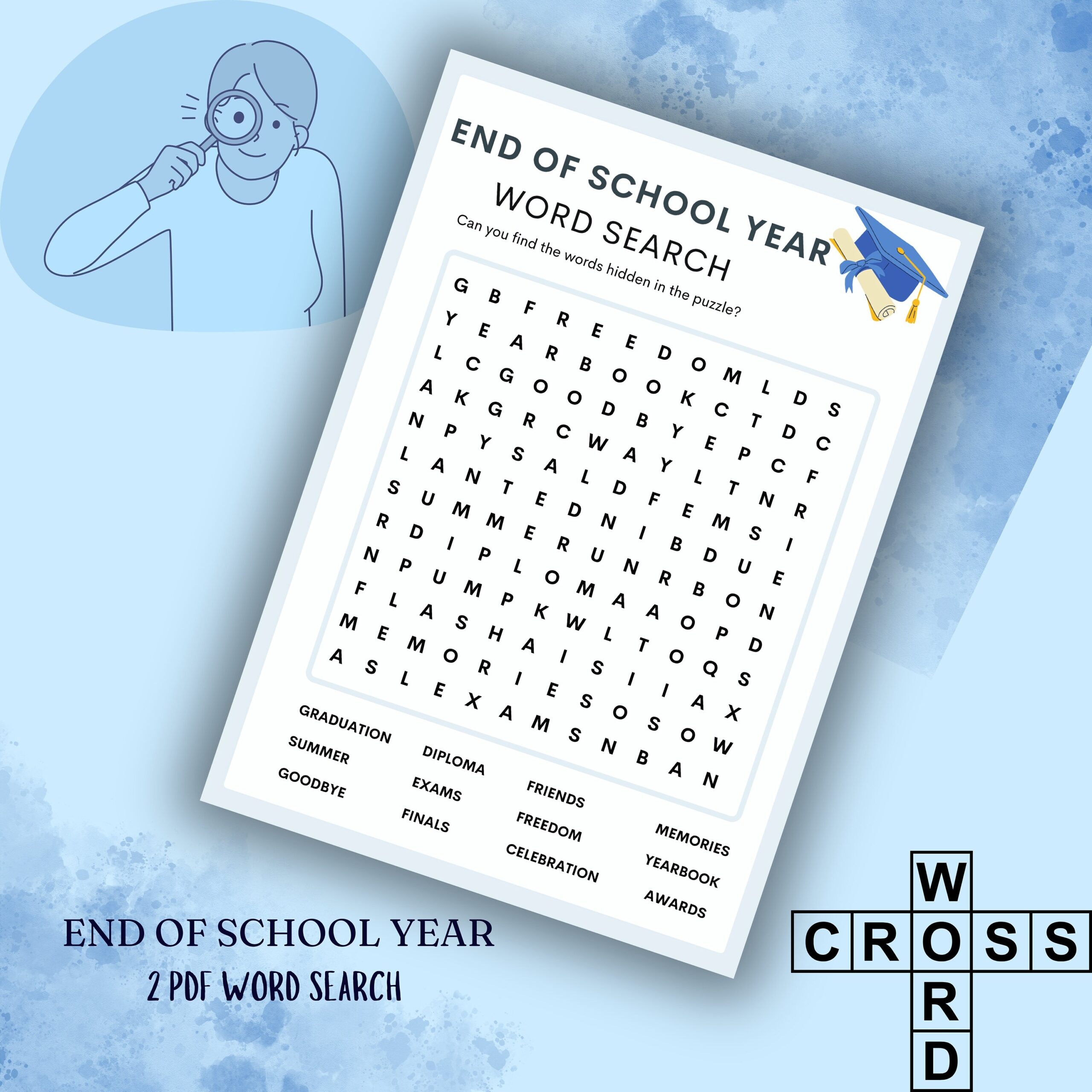 End Of School Year Word Search Puzzle For Kids Graduation And More PDF Printable Digital Download Etsy End Of School Year Word Search Puzzle For Kids Graduation And More PDF Printable Digital Download Etsy