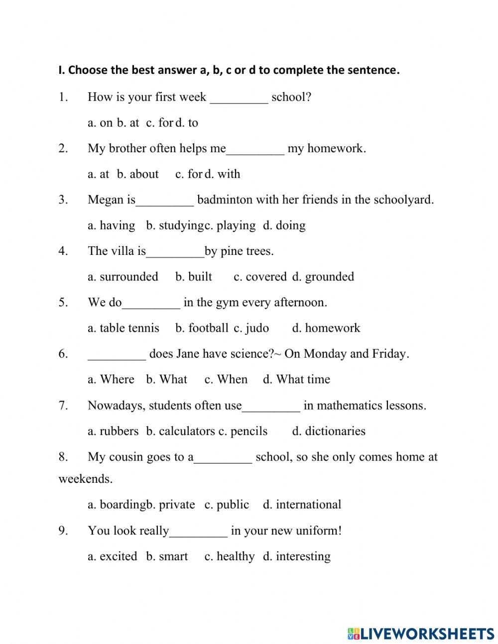 English Grade 6 Interactive Worksheet Live Worksheets Worksheets Library