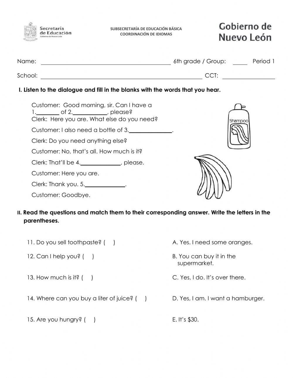 English Test 6th Grade Activity Live Worksheets Worksheets Library
