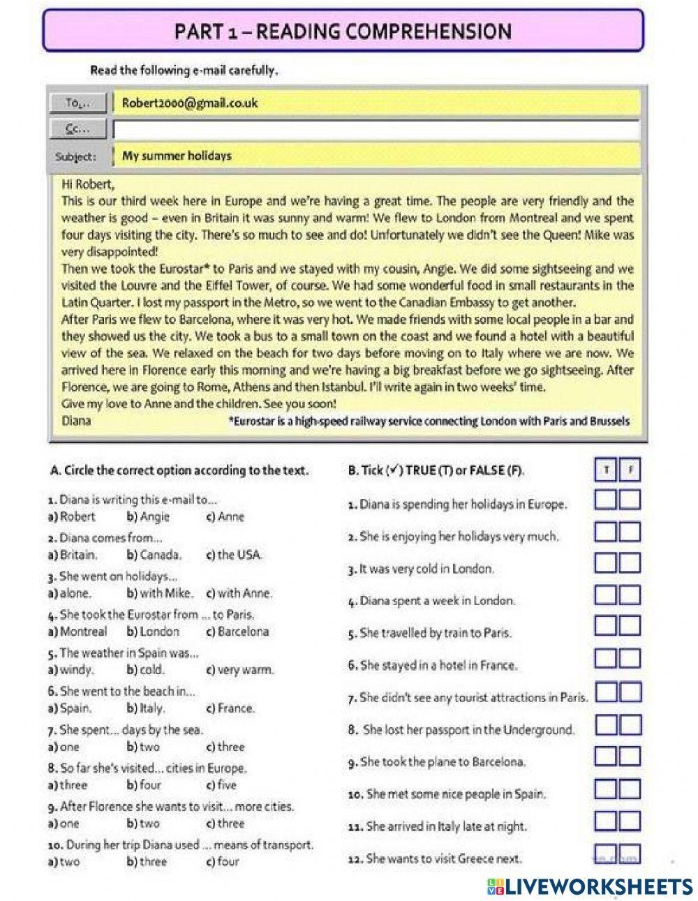English Test 6th Grade Reading Worksheet Live Worksheets Worksheets Library