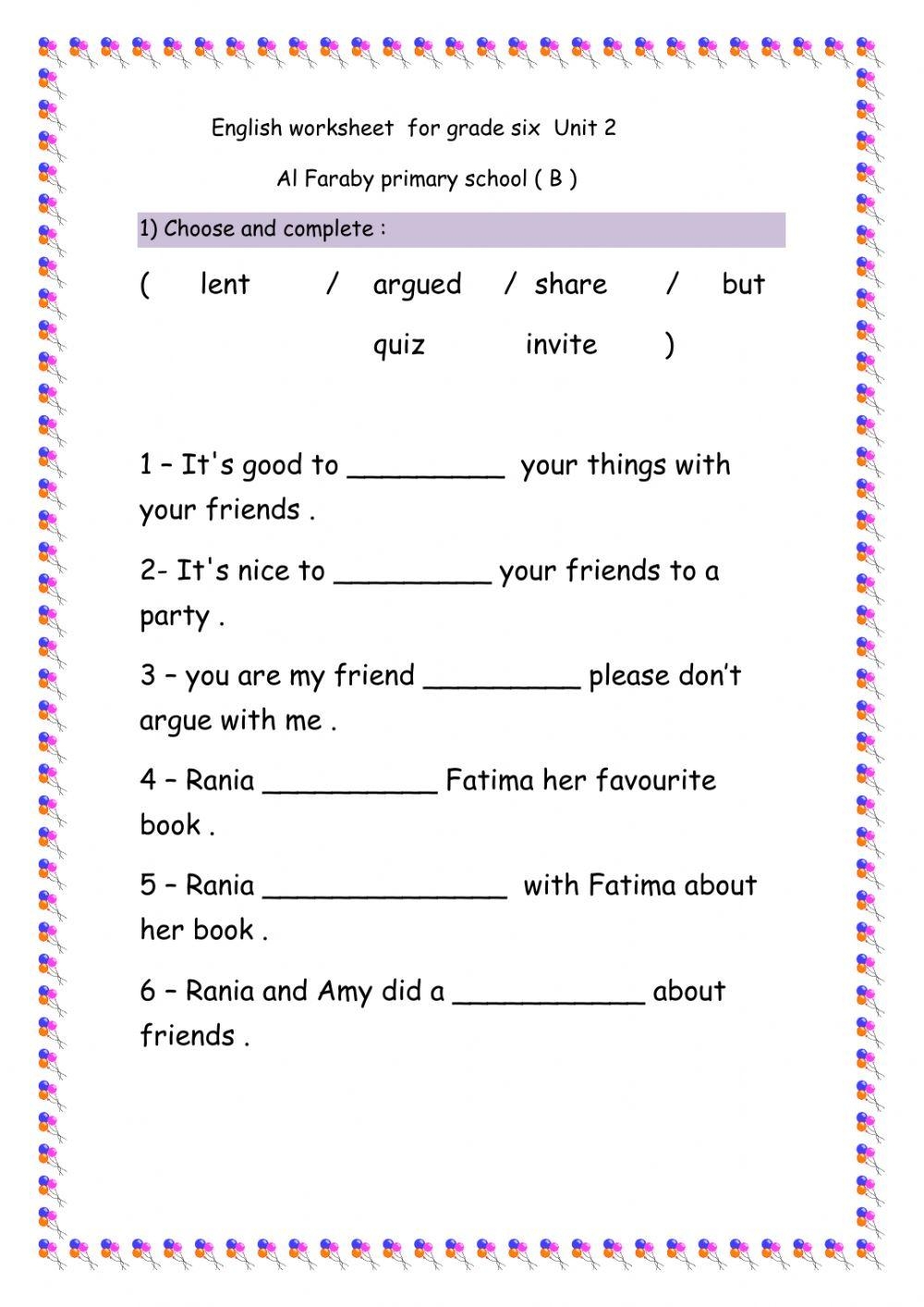English Worksheet Grade 6 Worksheet Live Worksheets Worksheets Library