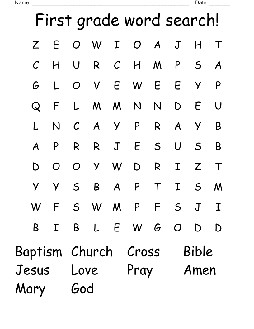 First Grade Word Search