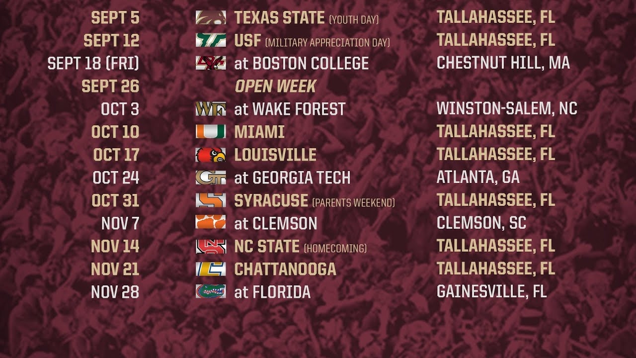 Florida State Announces 2015 Football Schedule YouTube