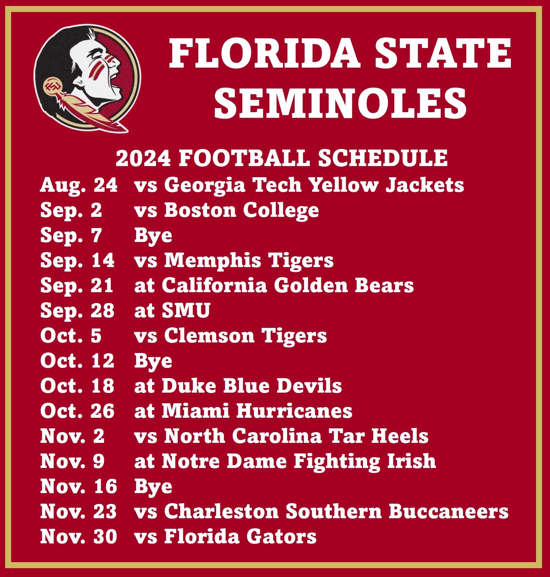 printable fsu football schedule