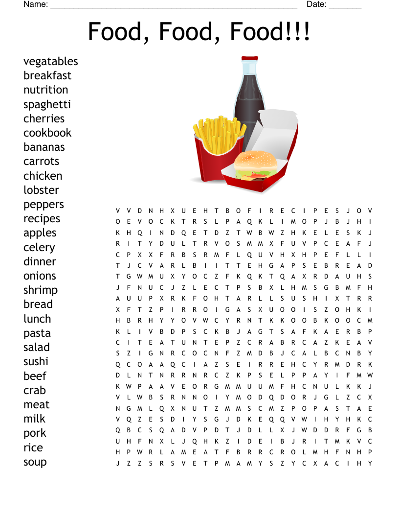 Food Food Food Word Search WordMint