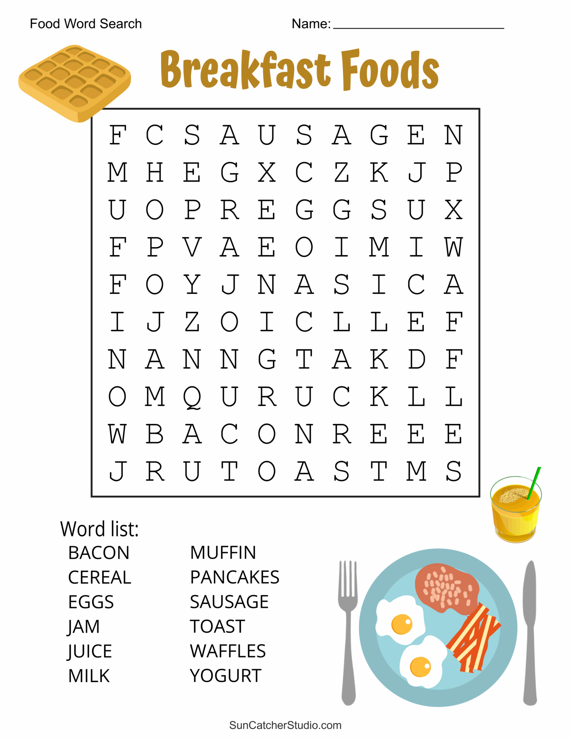 Word Searches About Food