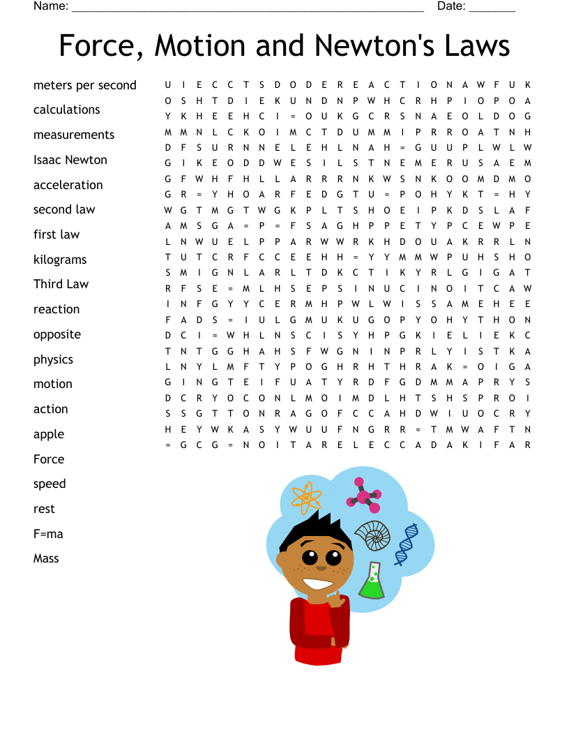 Force Motion And Newton s Laws Word Search WordMint Force Motion And Newton s Laws Word Search WordMint