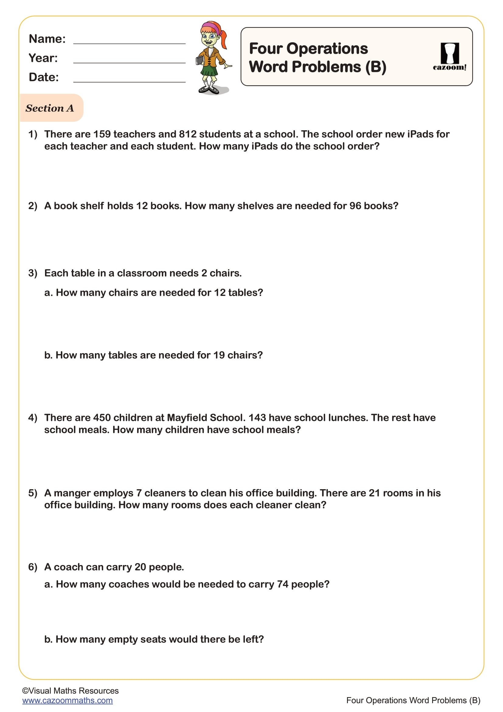 Four Operation Word Problems B Worksheet Fun And Engaging Year 6 Number Worksheet Four Operation Word Problems B Worksheet Fun And Engaging Year 6 Number Worksheet