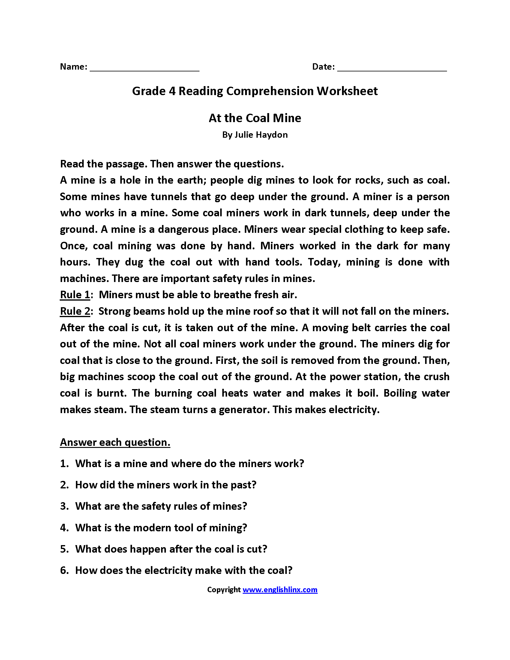4th Grade Reading Comprehension