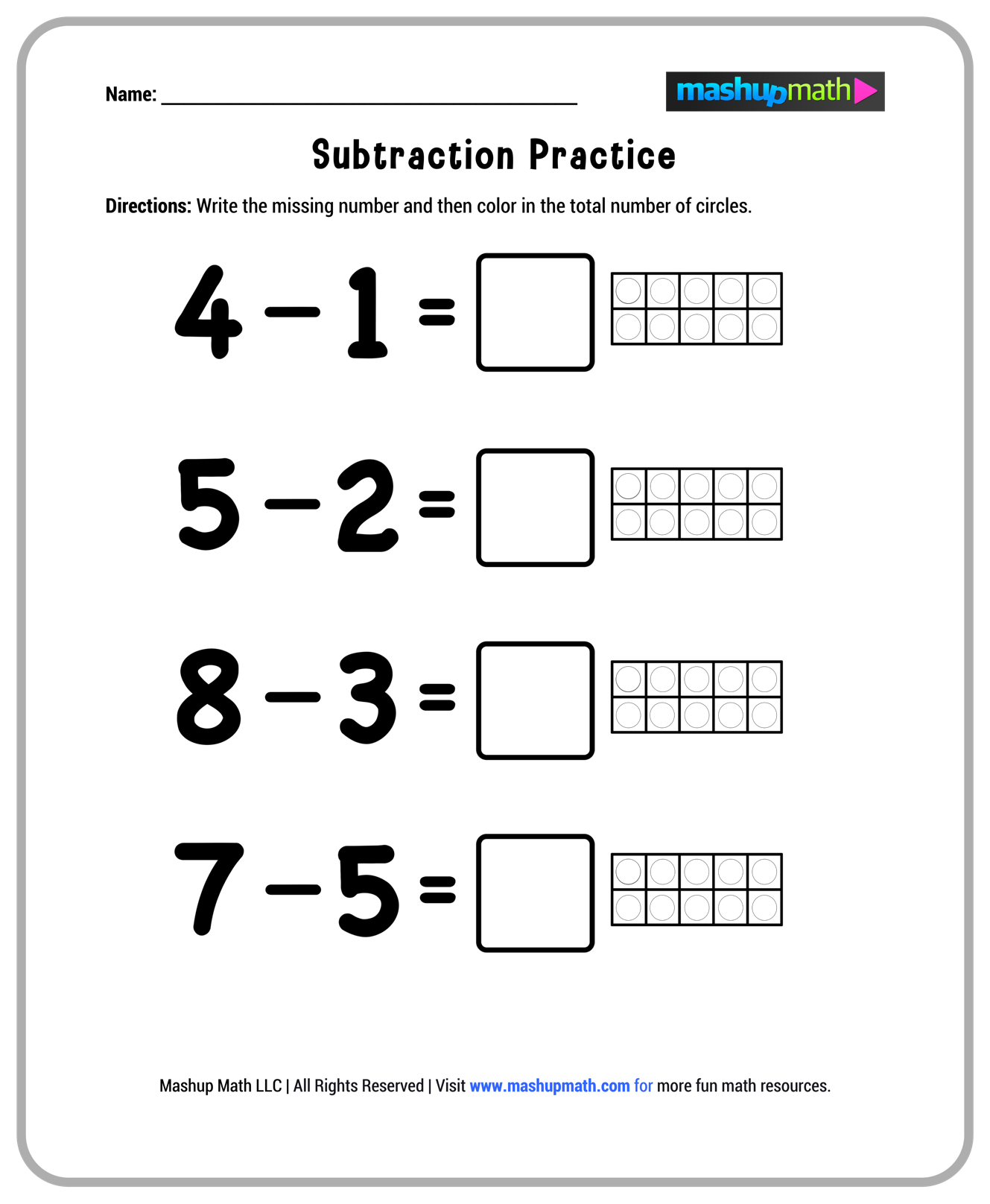 first grade math problems