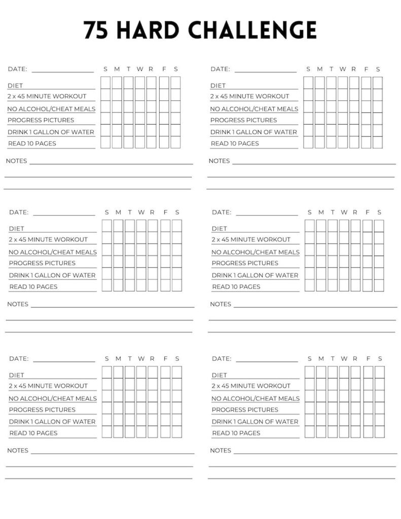 Free 75 Hard Printable Calendar OriginalMOM