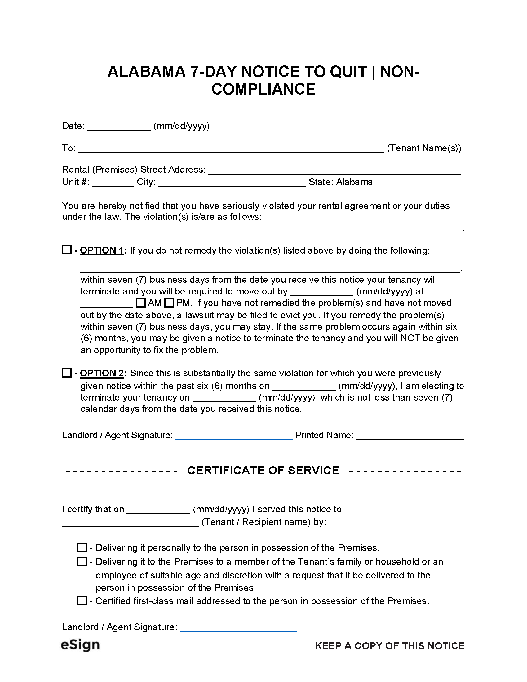 Free Alabama Eviction Notice Template 4 PDF Word